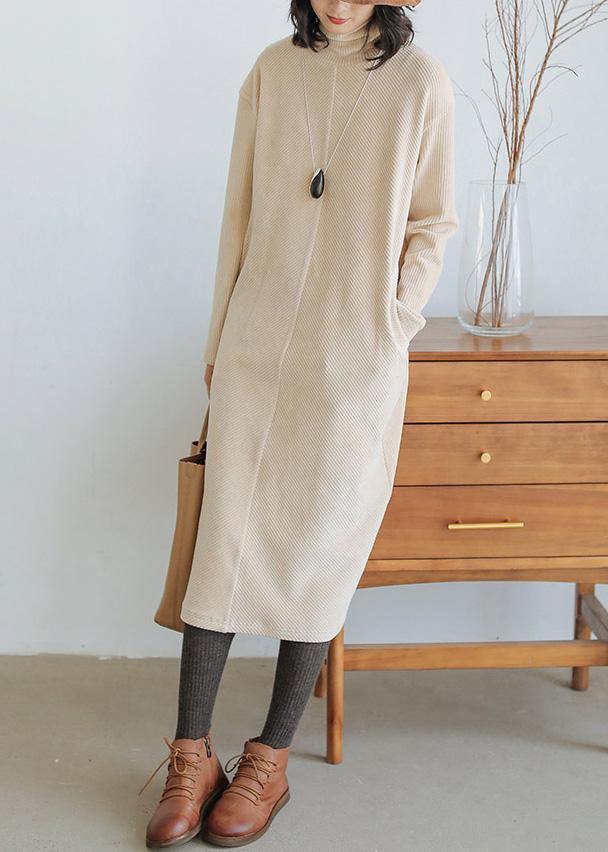 Nude Cotton Top High Neck Traveling Fall Dresses