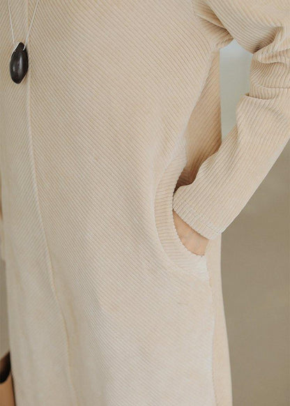 Nude Cotton Top High Neck Traveling Fall Dresses