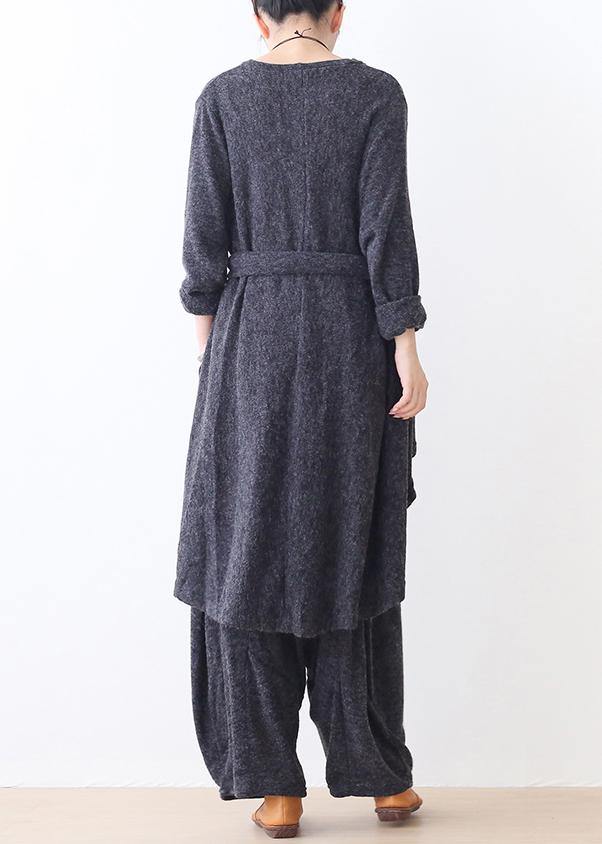 O Neck Asymmetric Tunic Top Outfits Gray Shirts