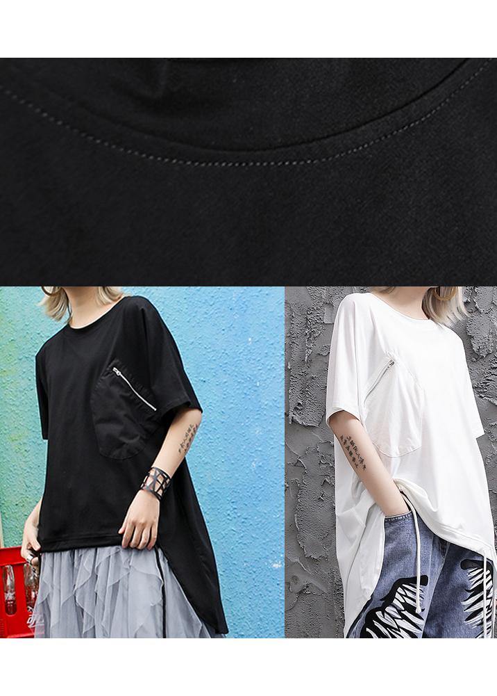 O Neck Asymmetric Tunic Top Shape White Shirts