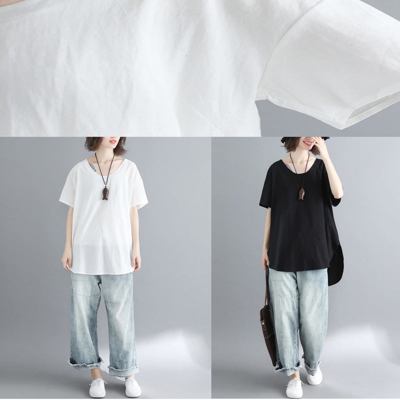 O Neck Linen Tunic Top Work White Oversized Top