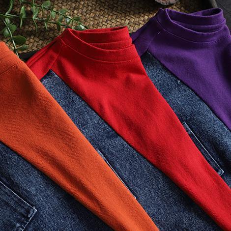 O Neck Patchwork Clothes Photography Orange Tops