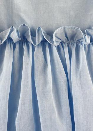 O Neck Patchwork Linen Cotton Clothes Catwalk Light Blue Dress Summer