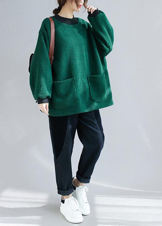 Bohemian o neck pockets clothes For Women Tutorials green shirt