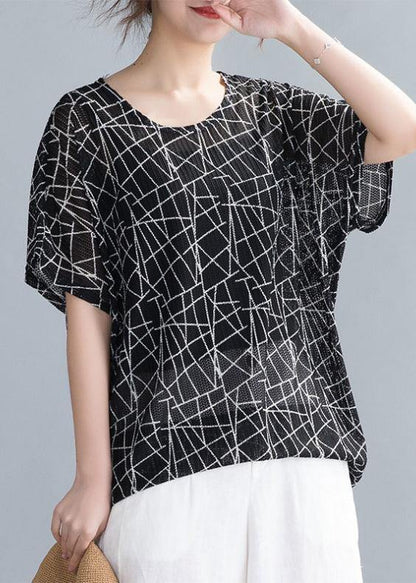 O Neck Shirts Inspiration Black Print Top