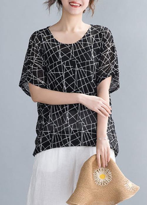 O Neck Shirts Inspiration Black Print Top
