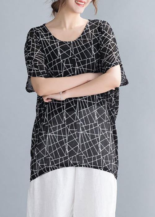 O Neck Shirts Inspiration Black Print Top