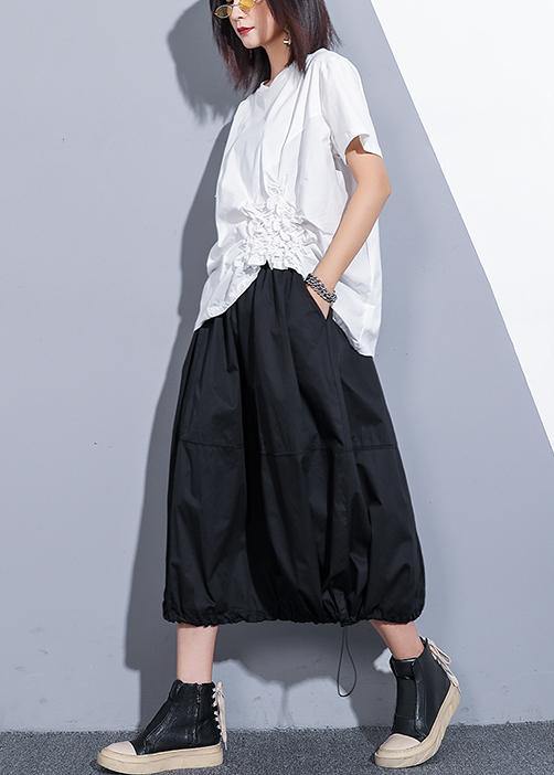 O Neck Cinched Cotton Clothes for Design White Blouses Summer