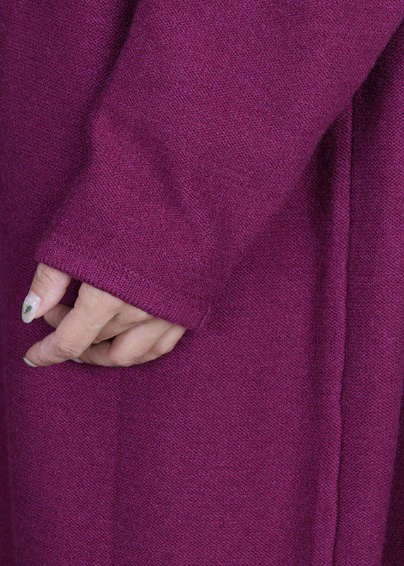 Purple Red Loose Knit Holiday Dress Spring
