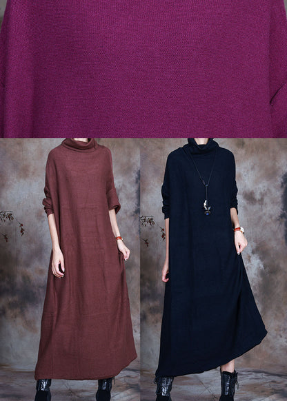 Purple Red Loose Knit Holiday Dress Spring