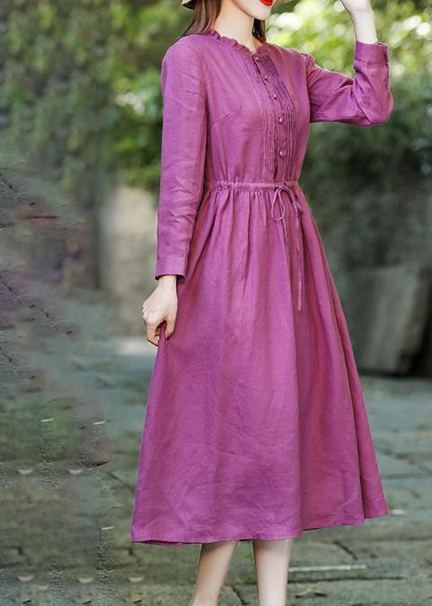 Purple Red Clothes for Ruffled Drawstring Maxi Spring Dress