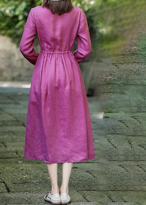 Purple Red Clothes for Ruffled Drawstring Maxi Spring Dress