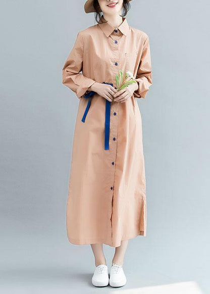 Side Open Cotton Long Shirts Ideas Nude Cotton Shirt Dress Fall