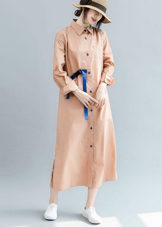 Side Open Cotton Long Shirts Ideas Nude Cotton Shirt Dress Fall