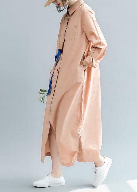 Side Open Cotton Long Shirts Ideas Nude Cotton Shirt Dress Fall