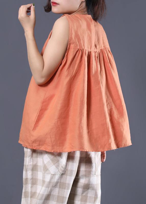 Sleeveless Cotton Tunic Top Work Outfits Orange Blouse Summer