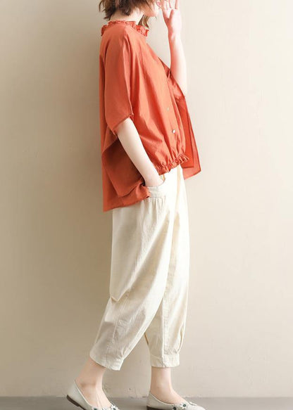 Wild Pants Beige Shape Elastic Waist Asymmetric Pants