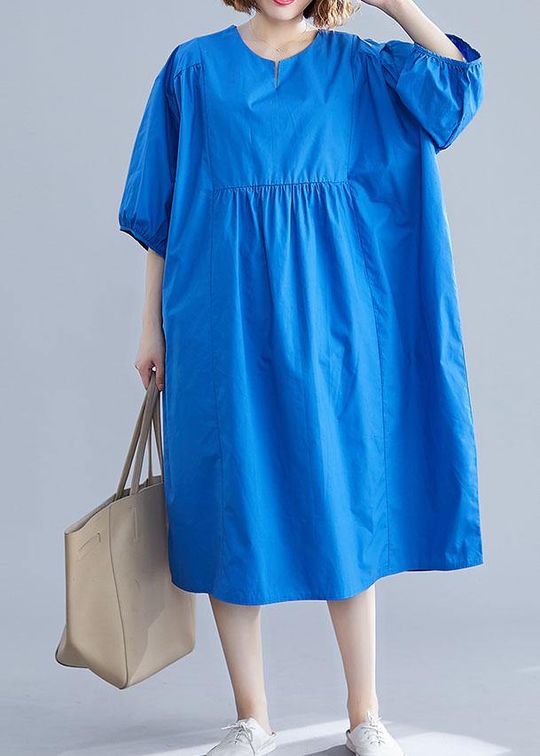 Cinched Cotton Clothes Shape Blue Maxi Dress Summer