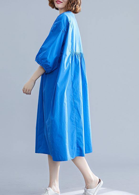 Cinched Cotton Clothes Shape Blue Maxi Dress Summer