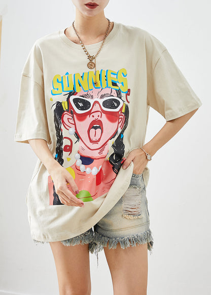 Apricot Oversized Print Cotton Tank Summer
