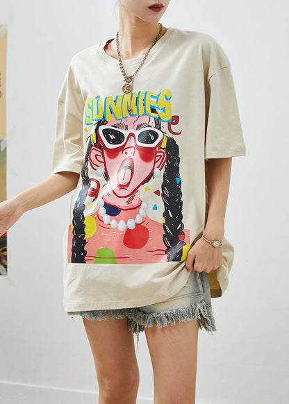 Apricot Oversized Print Cotton Tank Summer