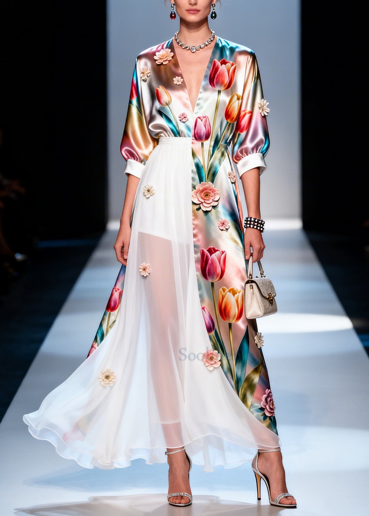 Asymmetrical Design Handmade Silk Robe Dresses Summer