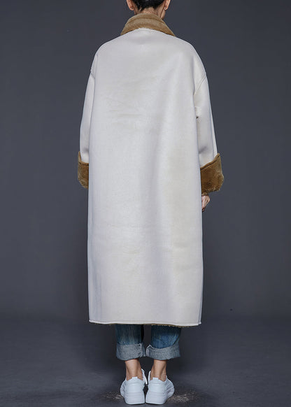Beige Oversized Thick Warm Fleece Trench Winter