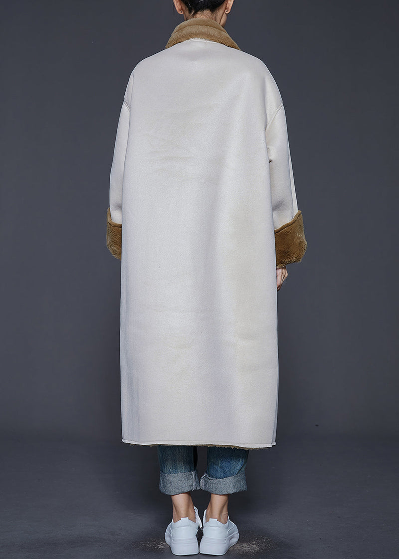 Beige Oversized Thick Warm Fleece Trench Winter
