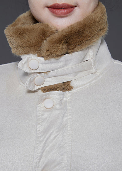 Beige Oversized Thick Warm Fleece Trench Winter