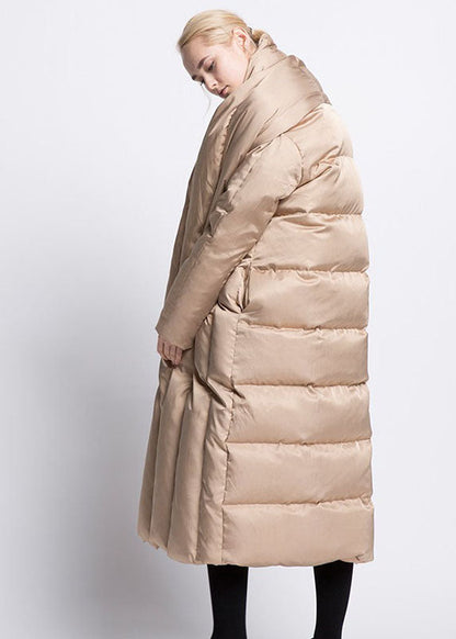 Black Bow Pockets Thick Loose Winter Duck Down Coat