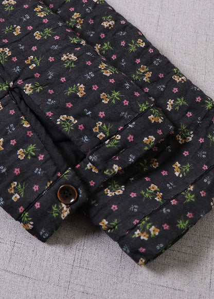 Black Print Fine Cotton Filled Winter Coats Winter