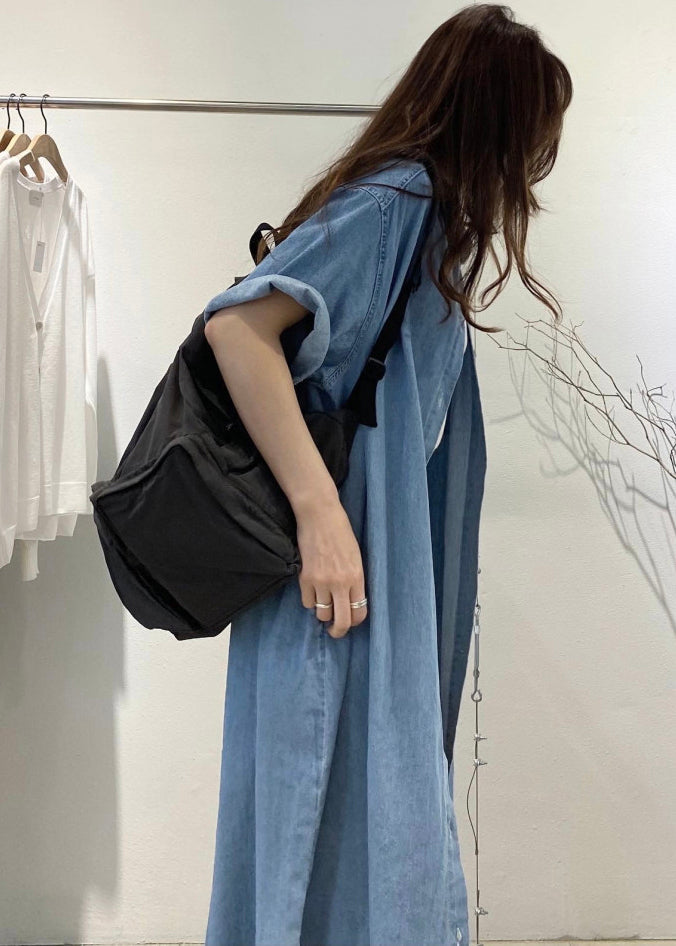 Blue Oversized Denim Holiday Dress Summer