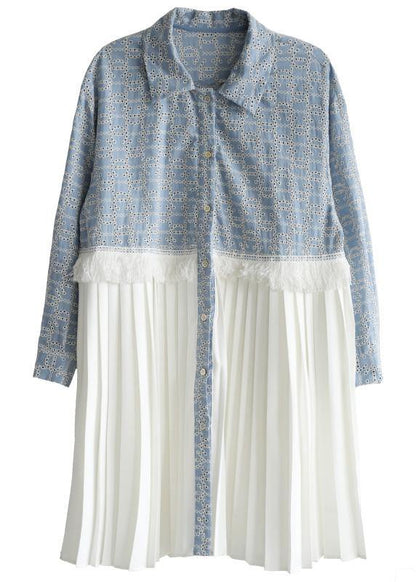 Blue Print Patchwork Spring Vacation Dress