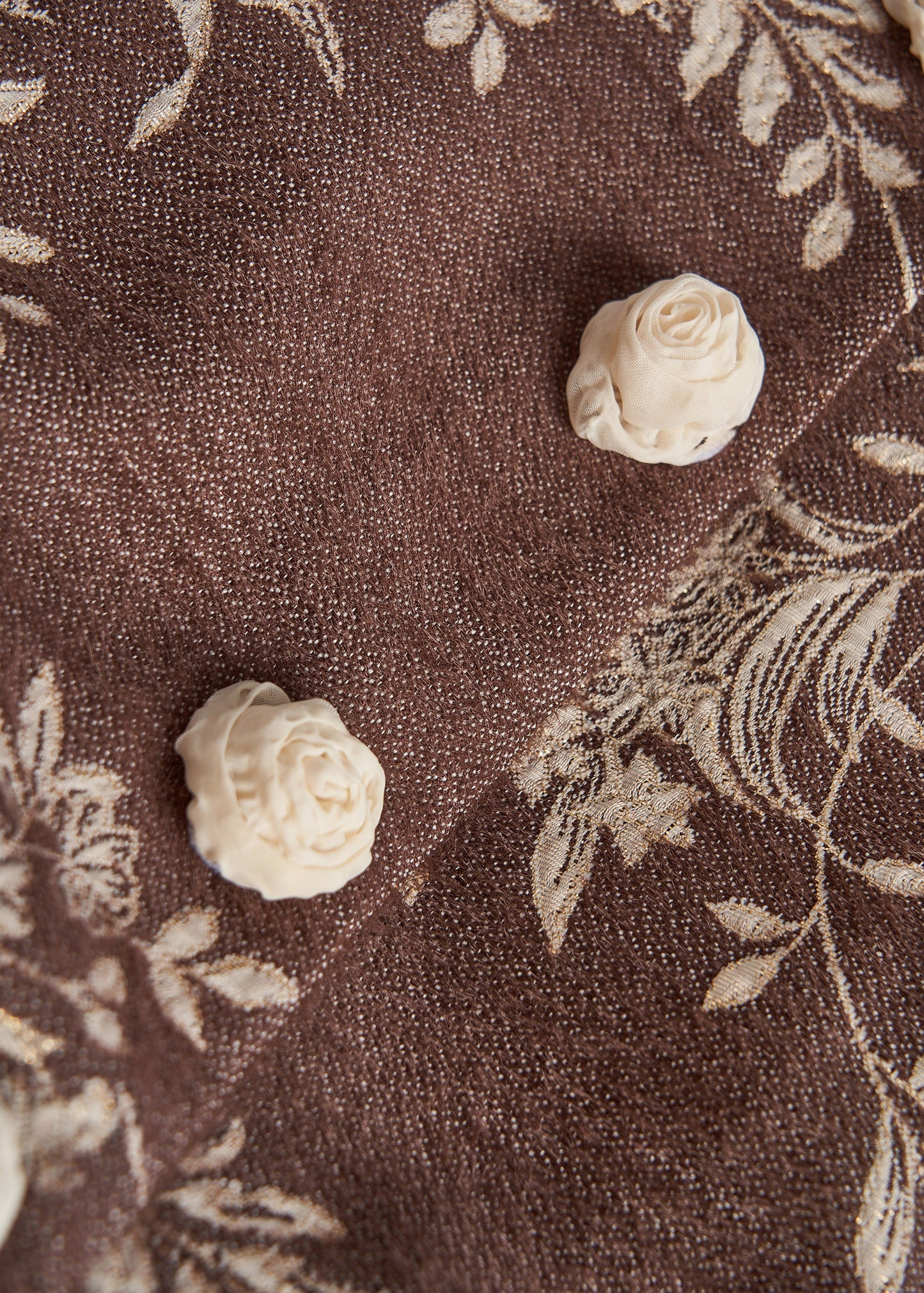 Brown Embroidered Decorated Cotton Jackets Spring