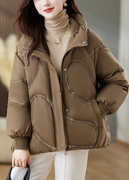Brown Oversized Duck Down Down Coat Winter
