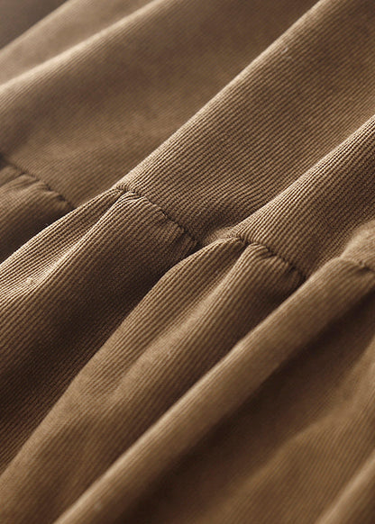 Brown Oversized Patchwork Corduroy Maxi Dresses Spring
