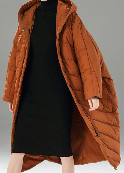 Caramel Zippered Pockets Winter Duck Down Winter Coats
