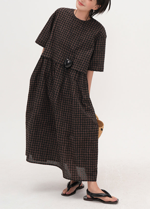 Chocolate Print Cotton Long Dress Summer