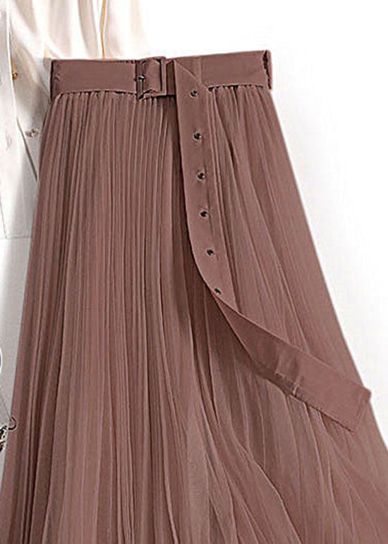Chocolate Wrinkled Patchwork Tulle Skirts Spring