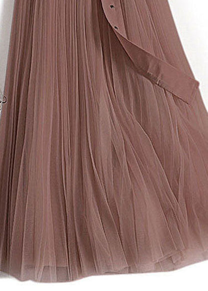 Chocolate Wrinkled Patchwork Tulle Skirts Spring