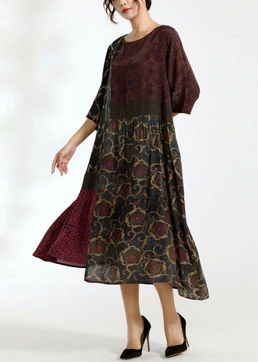 Colorblock Asymmetrical Patchwork Chiffon Dresses Summer