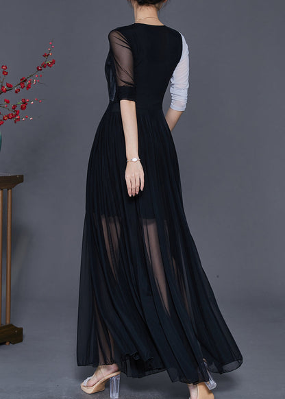 Colorblock Asymmetrical Patchwork Tulle Dress Spring