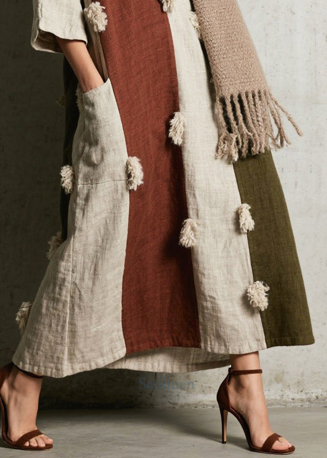 Colorblock Oversized Patchwork Faux Fur Vacation Dresses Summer
