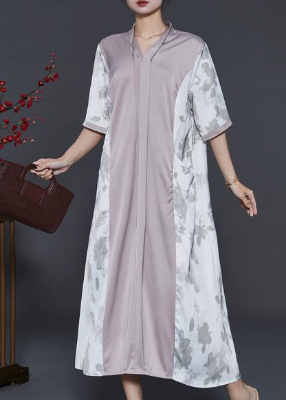 Colorblock Oversized Patchwork Silk Dress Summer