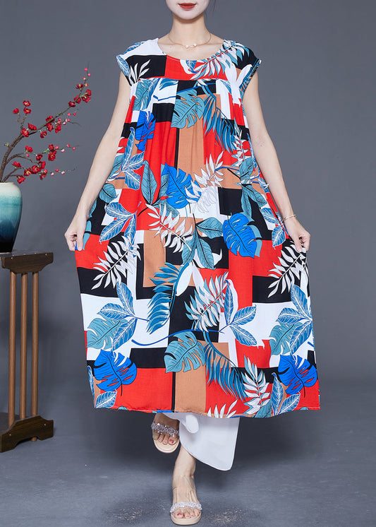 Colorblock Oversized Print Cotton Robe Dresses Summer
