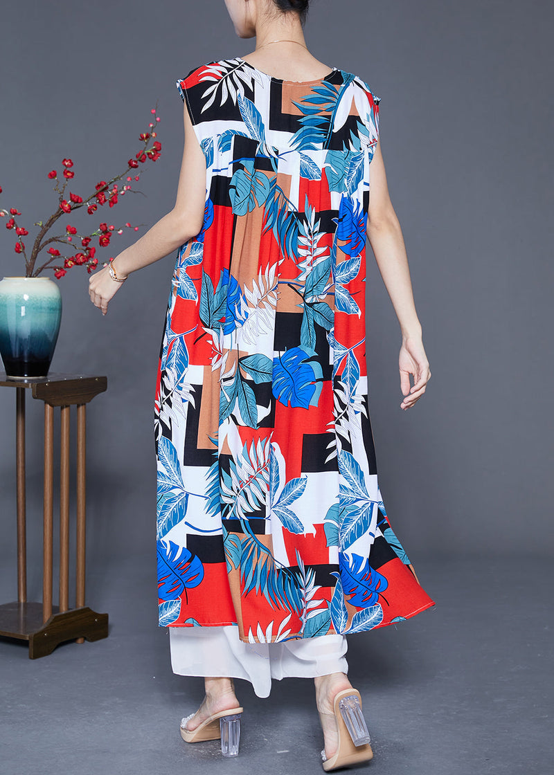 Colorblock Oversized Print Cotton Robe Dresses Summer