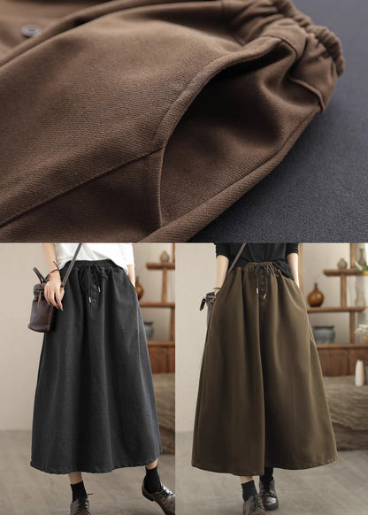 Dull Grey Drawstring Exra Large Hem Woolen Skirt Spring