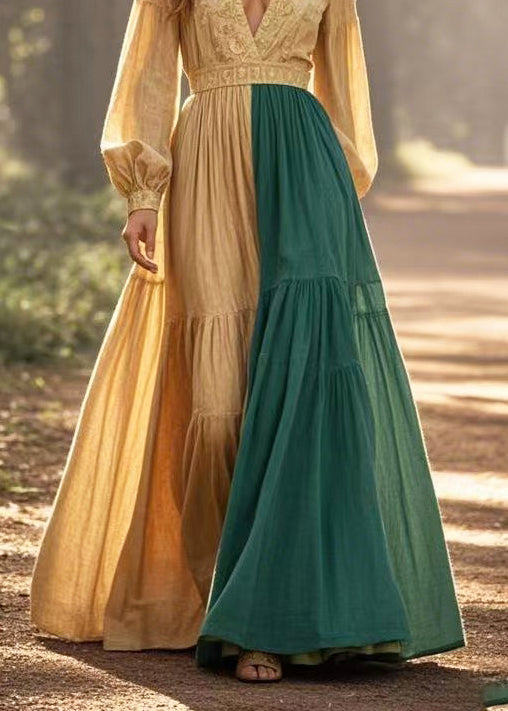Golden Asymmetrical Patchwork Cinched Vestidos Dresses Spring