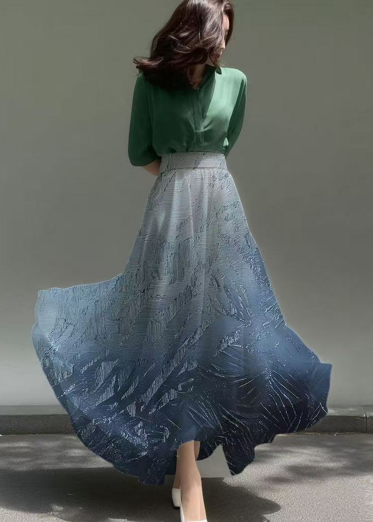 Gradient Navy Exra Large Hem Chiffon Skirts Summer