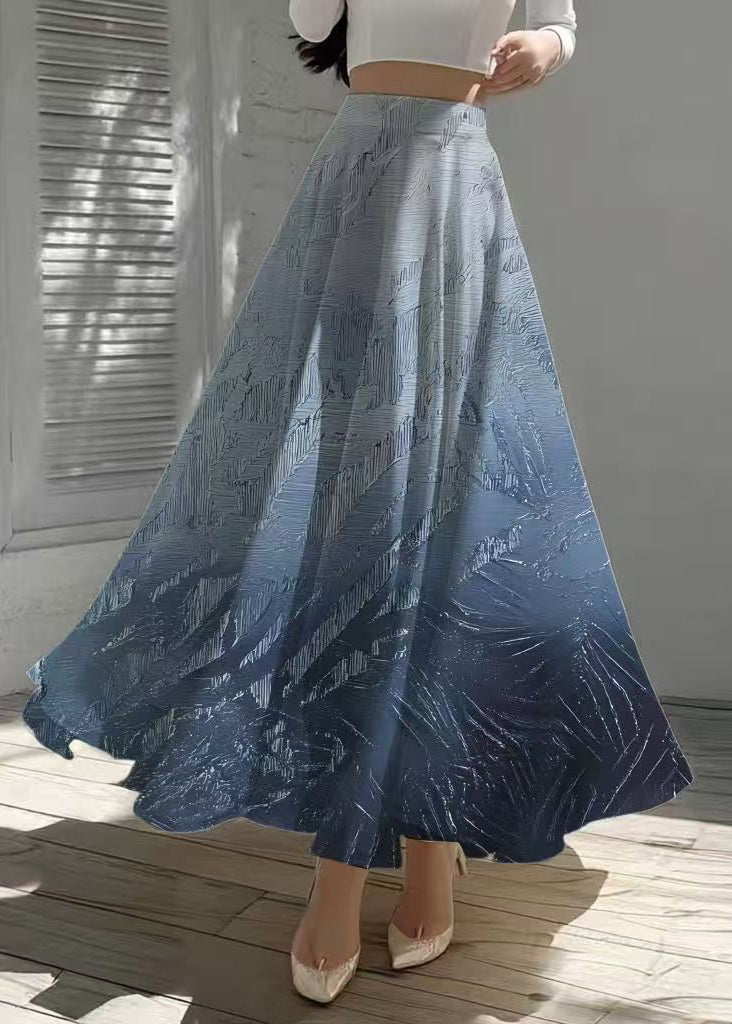 Gradient Navy Exra Large Hem Chiffon Skirts Summer